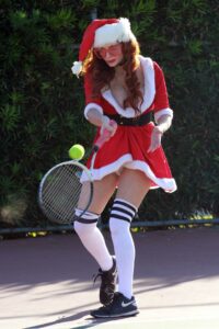 Phoebe Price in a Mrs. Claus Outfit