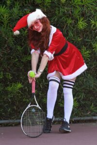 Phoebe Price in a Mrs. Claus Outfit