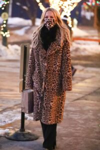 Rachel Zoe in an Animal Print Fur Coat