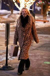 Rachel Zoe in an Animal Print Fur Coat