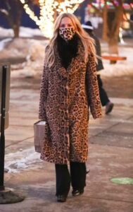 Rachel Zoe in an Animal Print Fur Coat