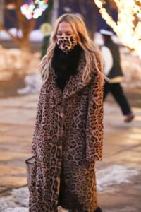 Rachel Zoe in an Animal Print Fur Coat