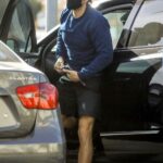 Sebastian Stan in a Black Shorts Out with Alejandra Onieva Arrives at The Grove in Los Angeles 12/09/2020