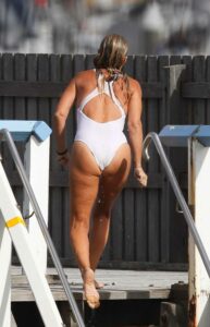 Simone Callahan in a White Swimsuit