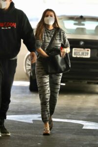 Sofia Vergara in a Grey Animal Print Sweatsuit