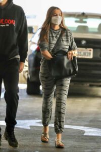 Sofia Vergara in a Grey Animal Print Sweatsuit