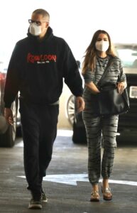 Sofia Vergara in a Grey Animal Print Sweatsuit