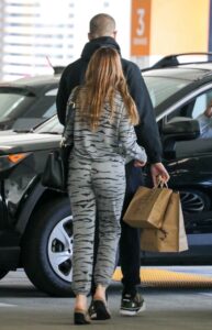 Sofia Vergara in a Grey Animal Print Sweatsuit