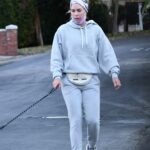 Teddi Mellencamp in a Grey Sweatsuit Walks Her Dogs in Encino 12/04/2020