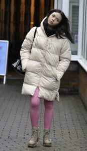 Vanessa Bauer in a Beige Puffer Coat