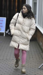 Vanessa Bauer in a Beige Puffer Coat