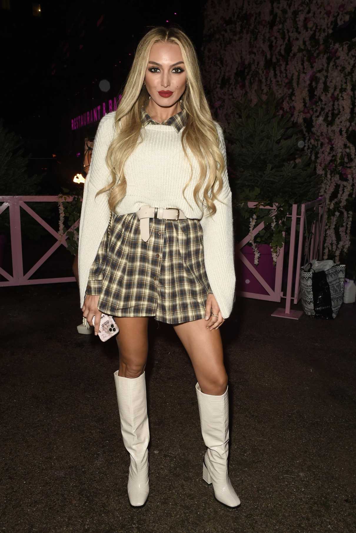Zaralena Jackson in a Plaid Shirt Arrives for the Boujee Restaraunt