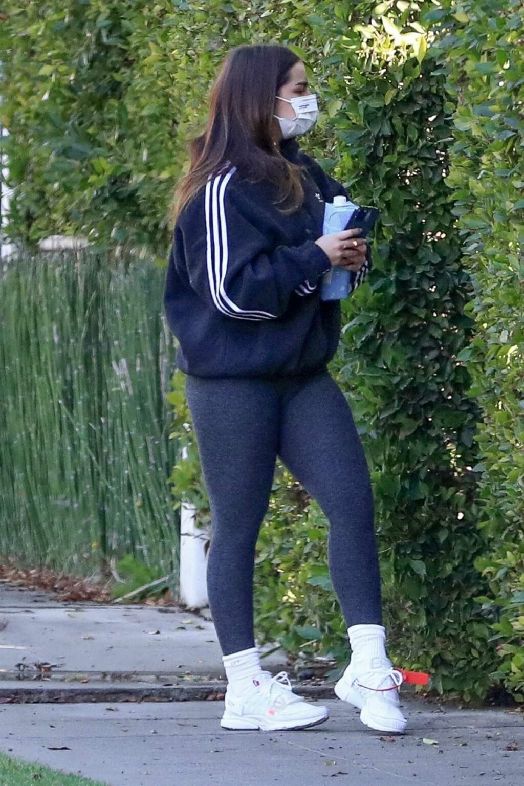 Addison Rae in a Black Adidas Track Jacket Arrives for a Workout in Los