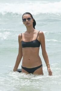 Alessandra Ambrosio in a Black Bikini