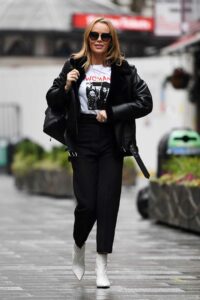 Amanda Holden in a Black Jacket Leaves the Global Radio Studios in London 01/27/2021