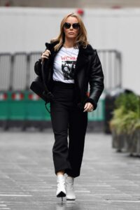 Amanda Holden in a Black Jacket Leaves the Global Radio Studios in London 01/27/2021