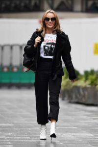 Amanda Holden in a Black Jacket Leaves the Global Radio Studios in London 01/27/2021