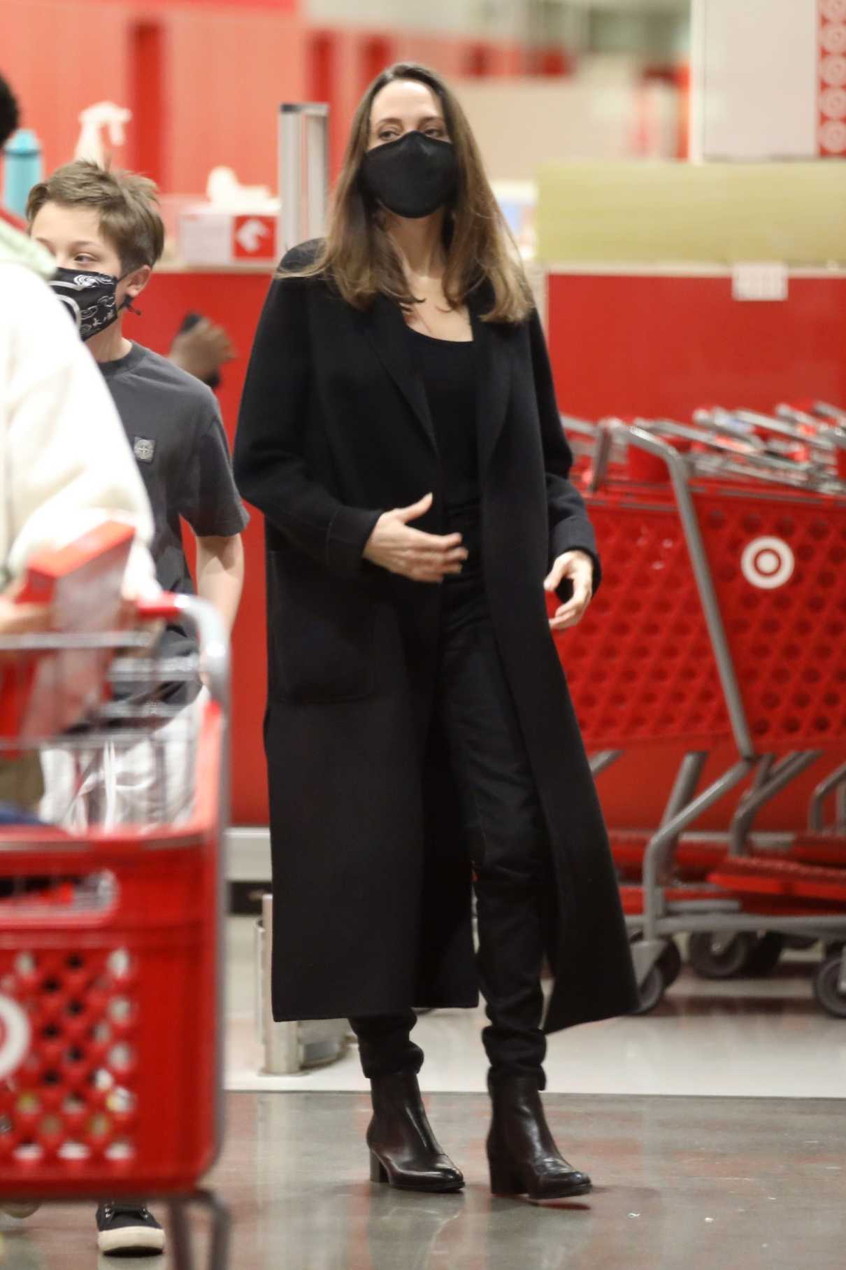 Angelina Jolie in a Black Coat