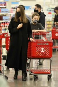 Angelina Jolie in a Black Coat