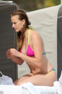 Anne Vyalitsyna in a Tiny Pink and Blue Bikini