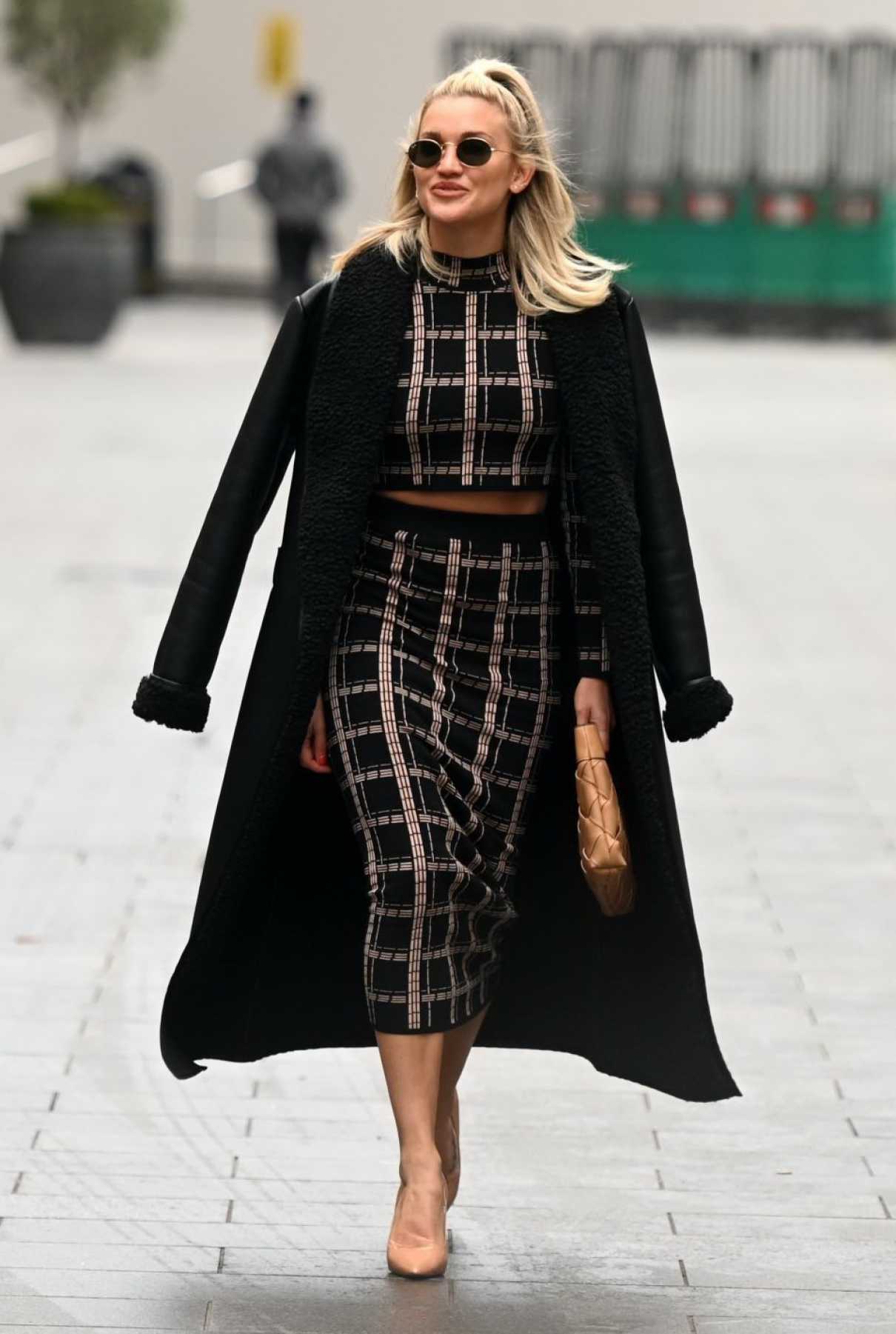 Ashley Roberts in a Black Coat