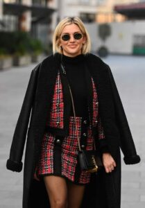 Ashley Roberts in a Black Leather Coat