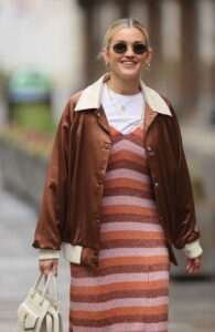 Ashley Roberts in a Knit Striped Dress