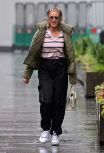 Ashley Roberts in an Olive Jacket