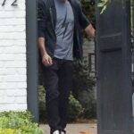 Ben Affleck in a Grey Tee Grabs Coffee Outside His Home in Brentwood 01/19/2021