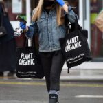 Caprice Bourret in a Blue Denim Jacket Goes Shopping at Sainsbury’s in West London 01/29/2021