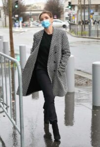 Clotilde Courau in a Checked Coat