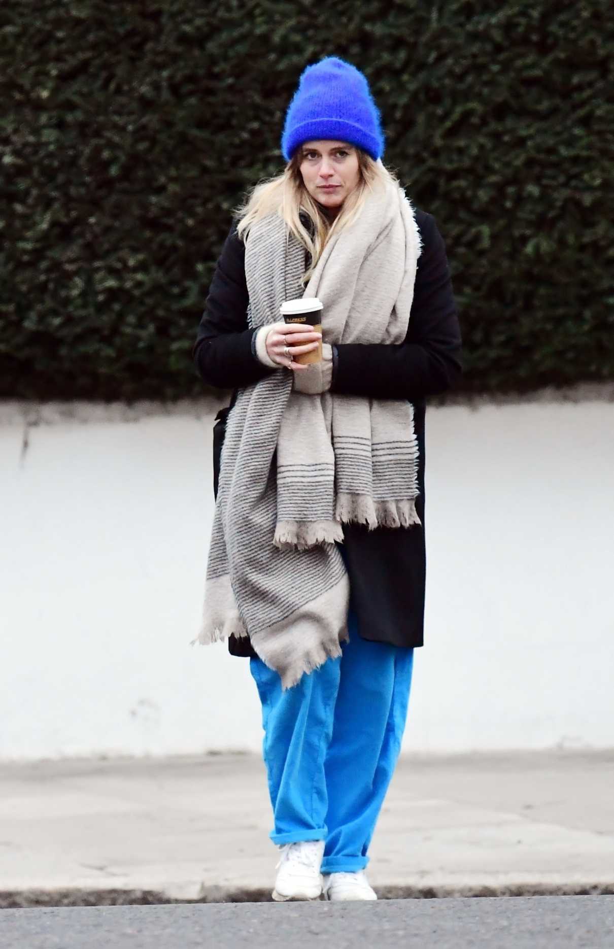 Cressida Bonas in a Blue Beanie Hat