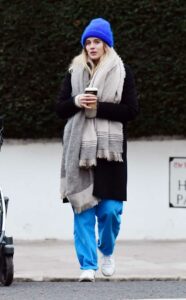 Cressida Bonas in a Blue Beanie Hat