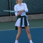 Demi Burnett in a White Mini Dress Was Seen During a Tennis Practice in Los Angeles 01/18/2021