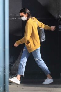 Demi Moore in a Yellow Cardigan