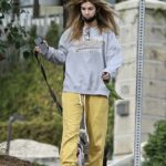 Elisabetta Canalis in a Yellow Sweatpants Walks Her Dogs in West Hollywood 01/10/2021