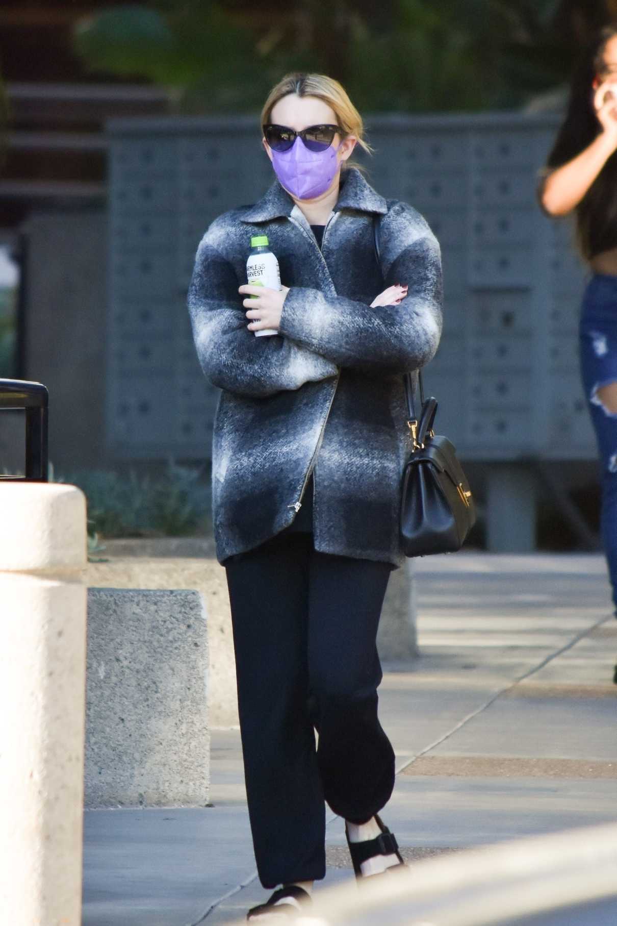 Emma Roberts in a Purple Protective Mask Was Seen Out in Los Angeles 01 ...