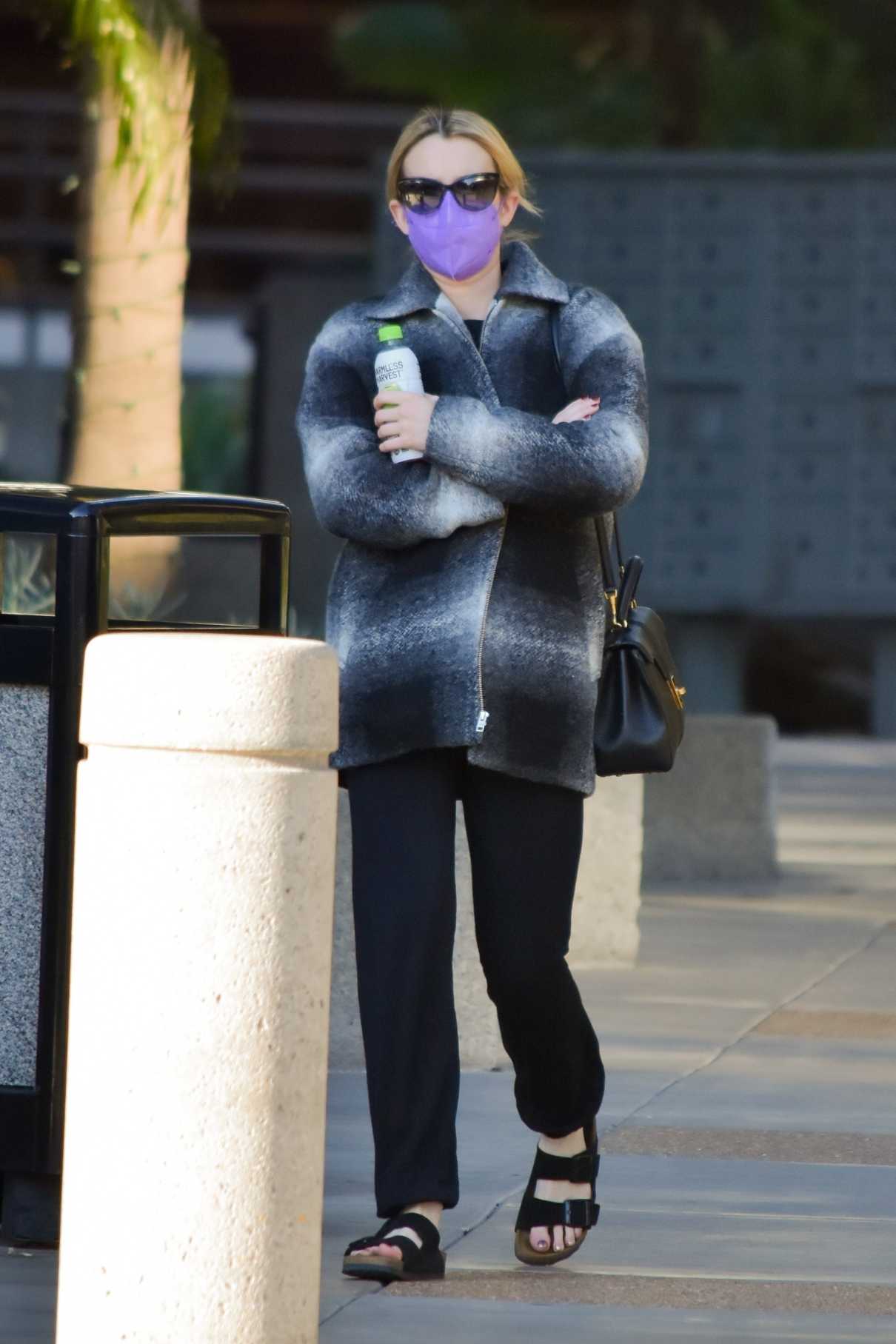 Emma Roberts in a Purple Protective Mask Was Seen Out in Los Angeles 01 ...