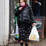 Helena Bonham Carter in a Black Puffer Jacket Was Seen Out in North London 01/27/2021