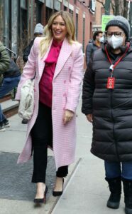 Hilary Duff in a Pink Coat