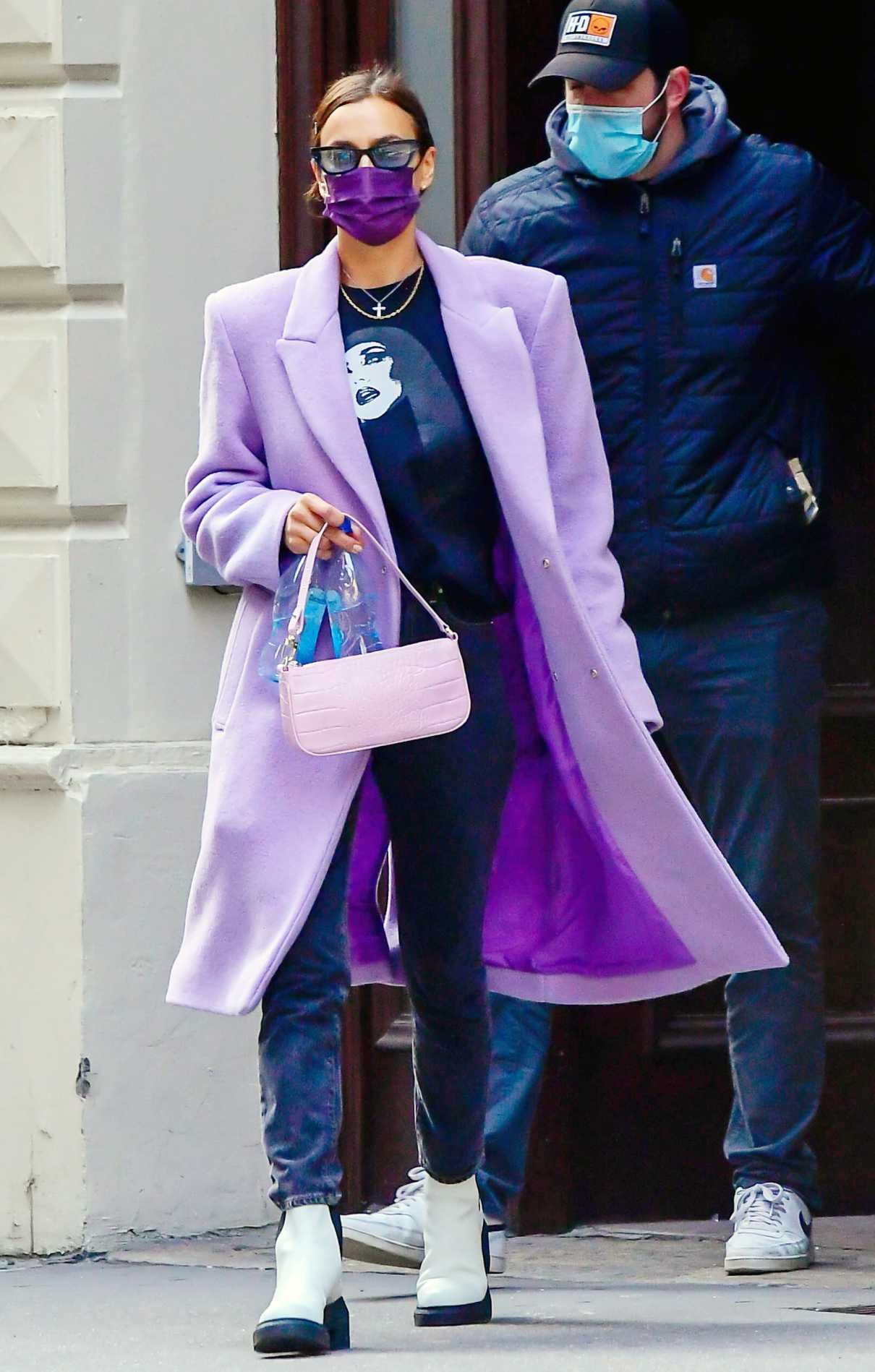 Irina Shayk in a Purple Coat