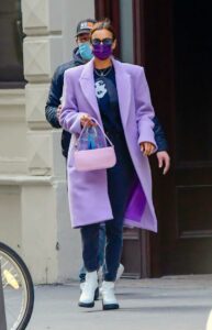 Irina Shayk in a Purple Coat