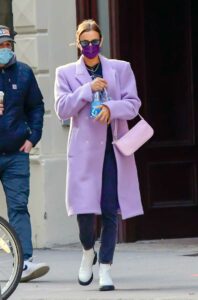 Irina Shayk in a Purple Coat