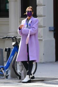 Irina Shayk in a Purple Coat