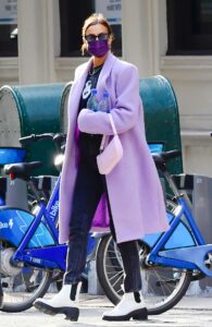 Irina Shayk in a Purple Coat