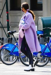 Irina Shayk in a Purple Coat