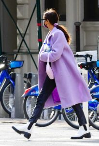 Irina Shayk in a Purple Coat