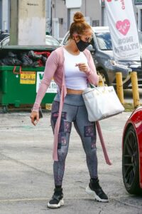 Jennifer Lopez in a Pink Cardigan