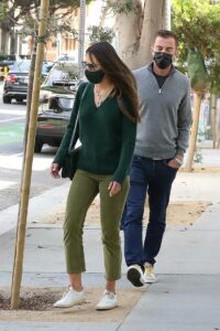 Jordana Brewster in an Olive Pants