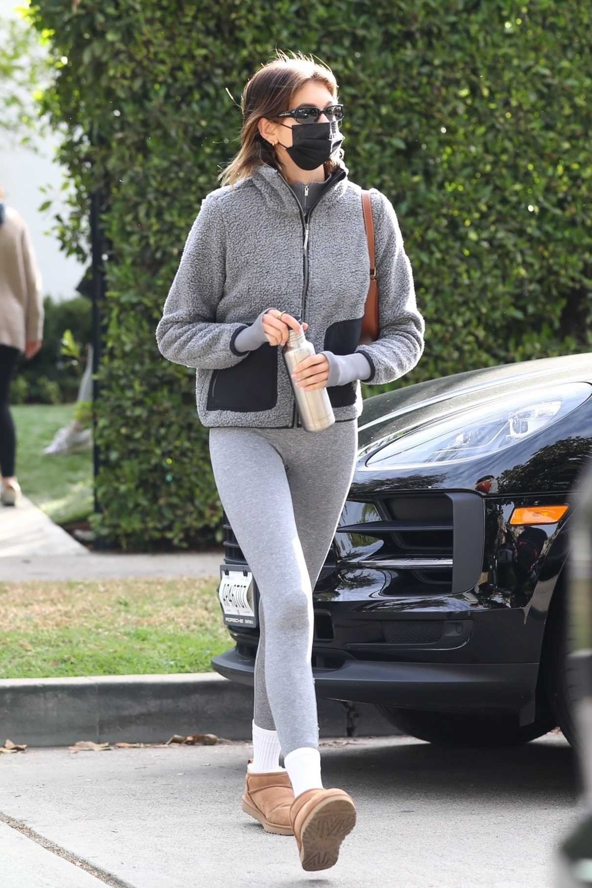 Kaia Gerber in a Grey Outfit